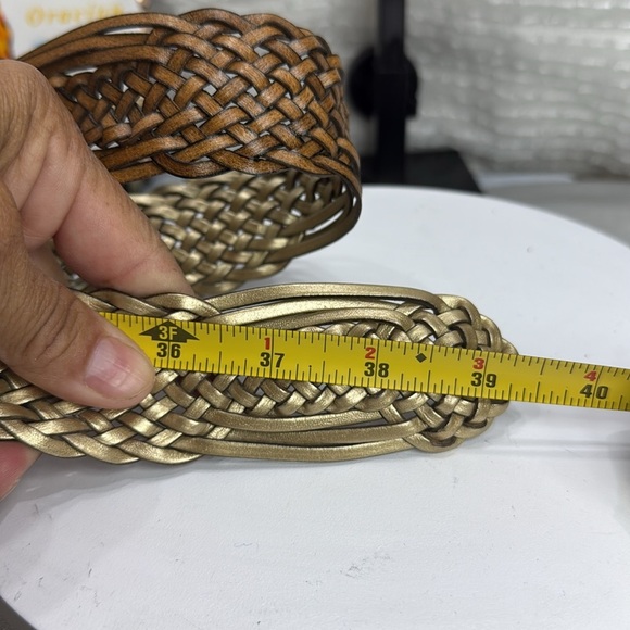(H)White Stag Gold Braided Belt vintage leather Accessory,Sz L women’s - Picture 11 of 12